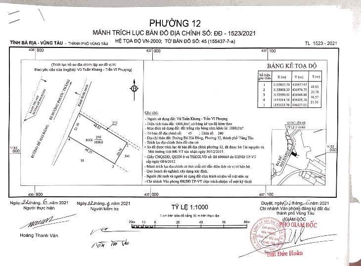 Bán 1000m2 đất 2 Mặt tiền Đường đê Hải đăng, phường 12,  Vũng Tàu